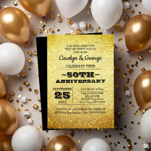 Gold Glitzer 50 Jahre Party Einladung