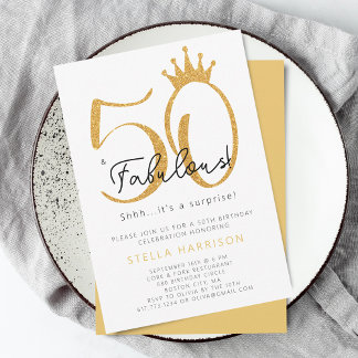 Gold Glitzer 50. und fabelhafte Geburtstagsparty Einladung