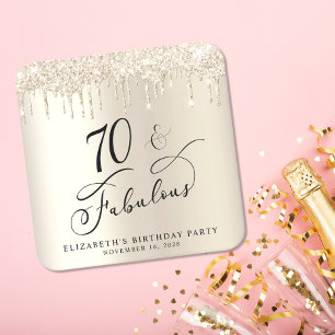 Gold Glitzer 70. Geburtstagsparty Rechteckiger Pappuntersetzer