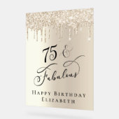 Gold Glitzer 75. Geburtstagsparty Acrylschild (Winkel)