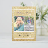 Gold Glitzer Abschluss Ankündigung 2 Fotos 3x5 (Stehend Vorderseite)