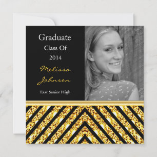 Gold Glitzer Abschluss Foto Einladung