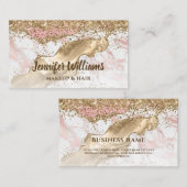 Gold Glitzer Agate Modernes Elegantes Makeup Haar Visitenkarte (Vorne/Hinten)