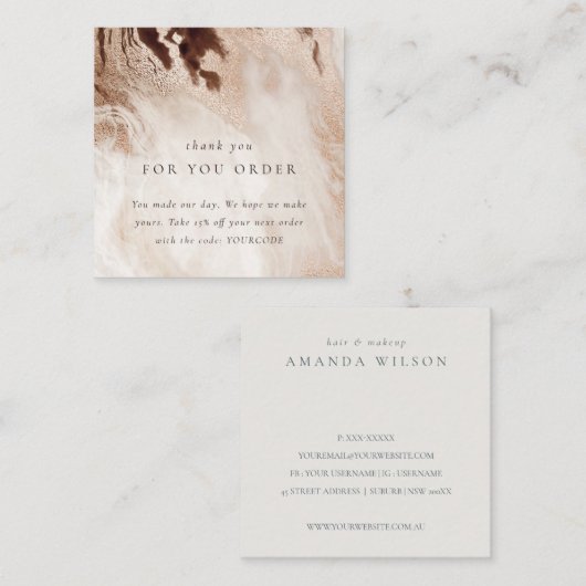 Gold Glitzer Agate Vielen Dank für Ihre Bestellung Quadratische Visitenkarte (Vorne/Hinten)