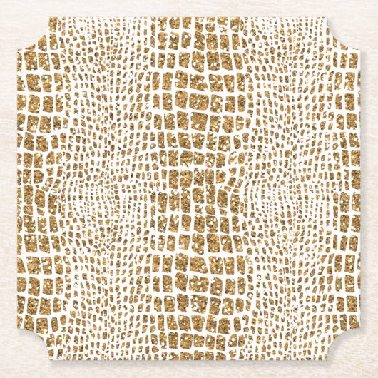 Gold Glitzer Alligator Print Untersetzer (Vorderseite)