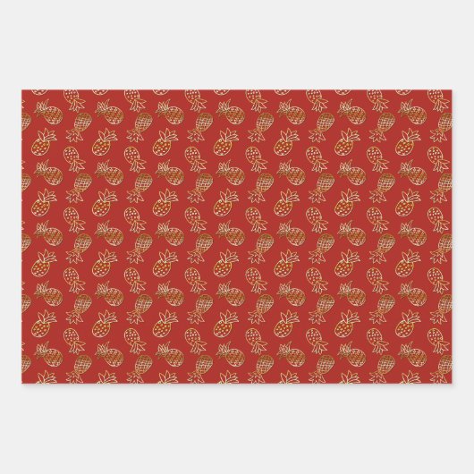 Gold Glitzer Ananas Tropisches Weihnachtsfest Geschenkpapier Set (Vorderseite 2)