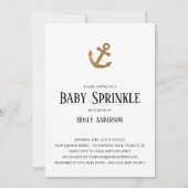 Gold Glitzer Anchor Simple Baby Sprinkle Einladung (Vorderseite)