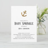 Gold Glitzer Anchor Simple Baby Sprinkle Einladung (Stehend Vorderseite)