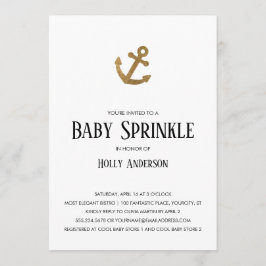 Gold Glitzer Anchor Simple Baby Sprinkle Einladung