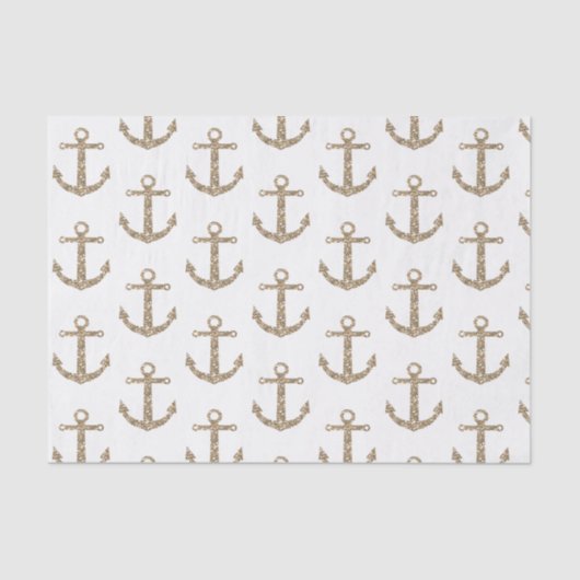 Gold Glitzer Anchors Nautical Glam Elegante Seidenpapier (Vorderseite)