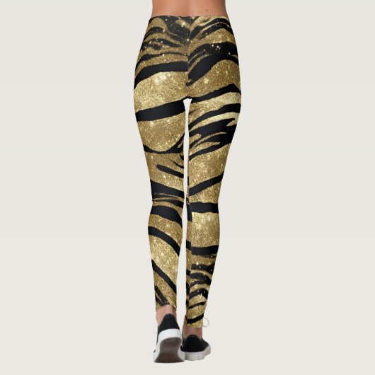 Gold Glitzer Animal Print Leggings (Rückseite)