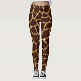 Gold Glitzer Animal Print Leggings
