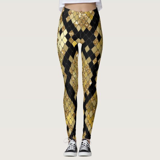 Gold Glitzer Animal Print Leggings (Vorderseite)