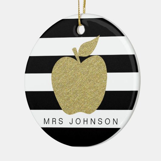 Gold Glitzer Apfel Vielen Dank Lehrer Weihnachten Keramik Ornament (Links)