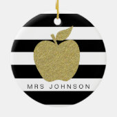 Gold Glitzer Apfel Vielen Dank Lehrer Weihnachten Keramik Ornament (Hinten)