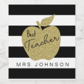 Gold Glitzer Apfel Vielen Dank Lehrer Weihnachten Weinetikett (Einzelnes Label)