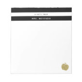 Gold Glitzer Apple | Personalisiert Teacher Notepa Notizblock (Vorderseite)