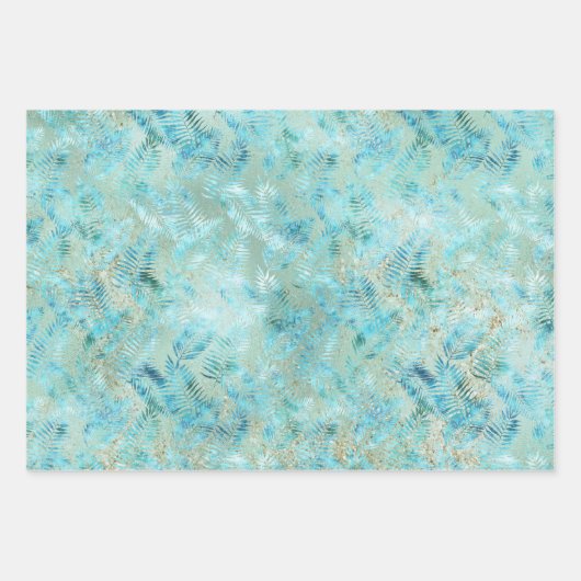 Gold Glitzer Aqua Glam Tropische Ananas   Geschenkpapier Set (Vorderseite 3)