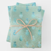 Gold Glitzer Aqua Glam Tropische Ananas   Geschenkpapier Set (Beispiel)