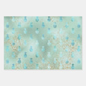 Gold Glitzer Aqua Glam Tropische Ananas   Geschenkpapier Set (Vorderseite)