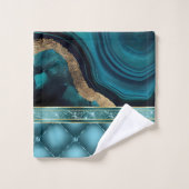 Gold Glitzer Aquamarin Agate Marble Diamonds Badhandtuch Set (Waschlappen)