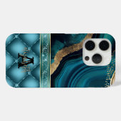 Gold Glitzer Aquamarin Agate Marble Diamonds Case-Mate iPhone Hülle (Rückseite (Horizontal))