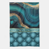 Gold Glitzer Aquamarin Agate Marble Diamonds Geschirrtuch (Vertikal)