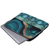 Gold Glitzer Aquamarin Agate Marble Diamonds Laptopschutzhülle (Vorne Knopf)