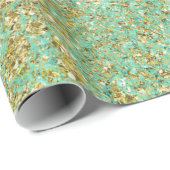 Gold Glitzer Aquamarin Aqua Girly Glam Trendy Part Geschenkpapier (Rolleneckpunkt)
