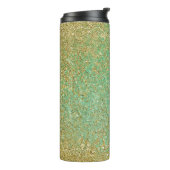 Gold Glitzer Aquamarin Aqua Modernes Glam Trendy Thermosbecher (Nach links gedreht)