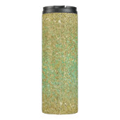 Gold Glitzer Aquamarin Aqua Modernes Glam Trendy Thermosbecher (Rückseite)