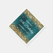 Gold Glitzer Aquamarin Blue Foil 50. Geburtstag Serviette (Ecke)
