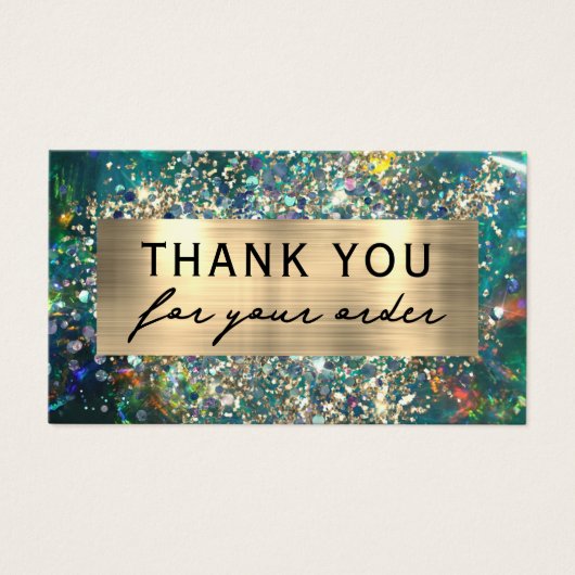Gold Glitzer aquamarin Opal Discount Card (Vorderseite)
