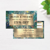 Gold Glitzer aquamarin Opal-Empfehlungskarte (Schreibtisch)