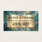 Gold Glitzer aquamarin Opal-Empfehlungskarte (Vorderseite)