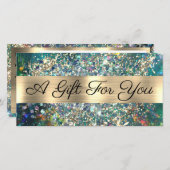 Gold Glitzer aquamarin Opal Geschenkgutschein (Vorne/Hinten)