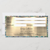 Gold Glitzer aquamarin Opal Geschenkgutschein (Rückseite)