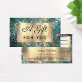 Gold Glitzer aquamarin Opal-Geschenkkarte (Schreibtisch)