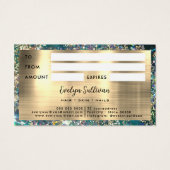 Gold Glitzer aquamarin Opal-Geschenkkarte (Rückseite)