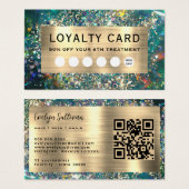 Gold Glitzer aquamarine Opal-Treuekarte (Vorne & Hinten)