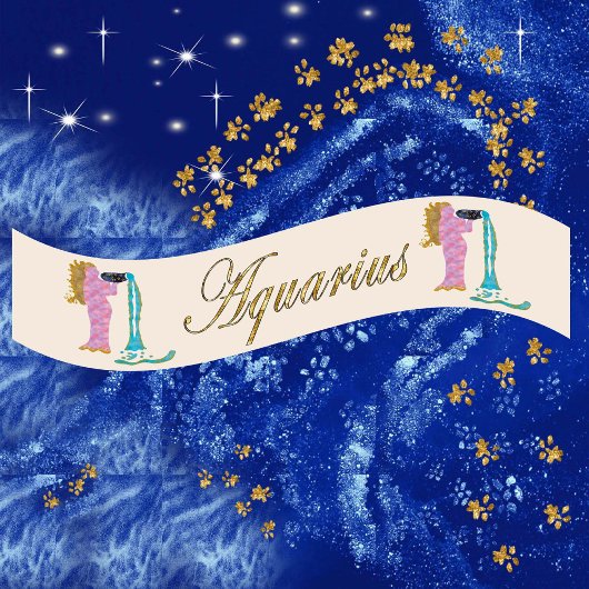 Gold & Glitzer Aquarius und Goldname Satinband