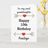 Gold Glitzer Arrows & Heart 10. Geburtstag Karte (Gelbe Blume)