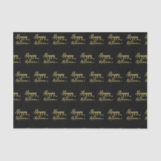 Gold Glitzer auf Black Happy Halloween Seidenpapier (Vorderseite)