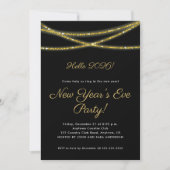 Gold Glitzer auf Black | Party des Neujahrs Einladung (Vorderseite)