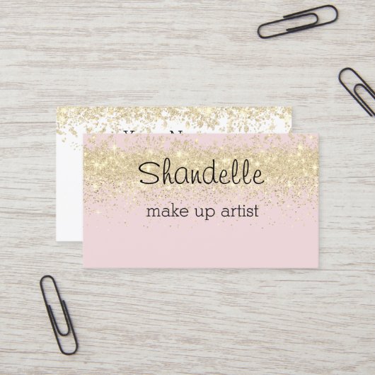 Gold Glitzer auf der rosa Glam Business Card Visitenkarte (Vorderseite/Rückseite Beispiel)
