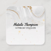 Gold-Glitzer aus weißem Marmor Elegante Vorder- un Quadratische Visitenkarte (Vorderseite)