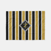 Gold Glitzer B&W Streifen mit Name und Monogramm Fleecedecke (Vorderseite (Horizontal))