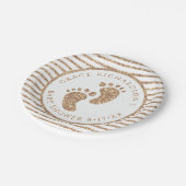 Gold Glitzer Baby Feet Babydusche Personalisiert Pappteller (Schrägansicht)