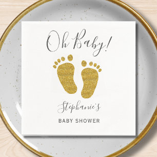 Gold Glitzer Baby Feet Serviette