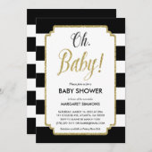 Gold Glitzer Baby Shower Einladung, Black & Gold Einladung (Vorne/Hinten)